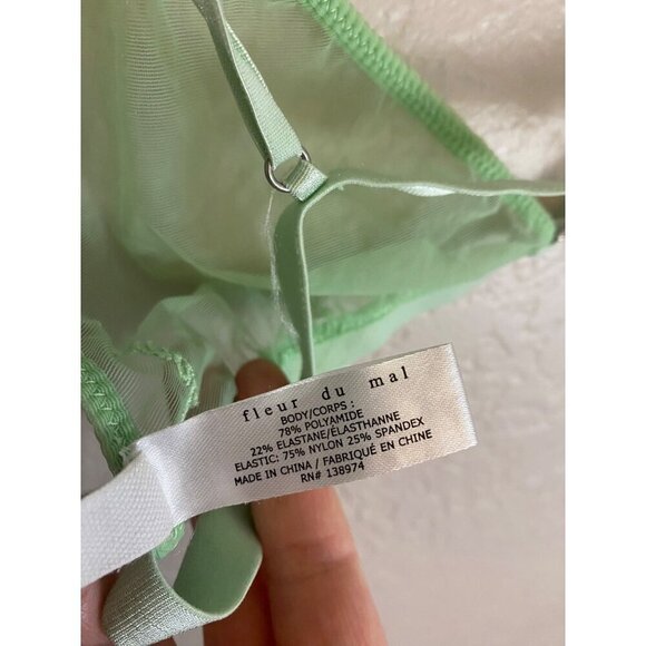 Fleur Du Mal Women's Green Mesh Wireless Balconette Bra - A1 - Picture 5 of 12